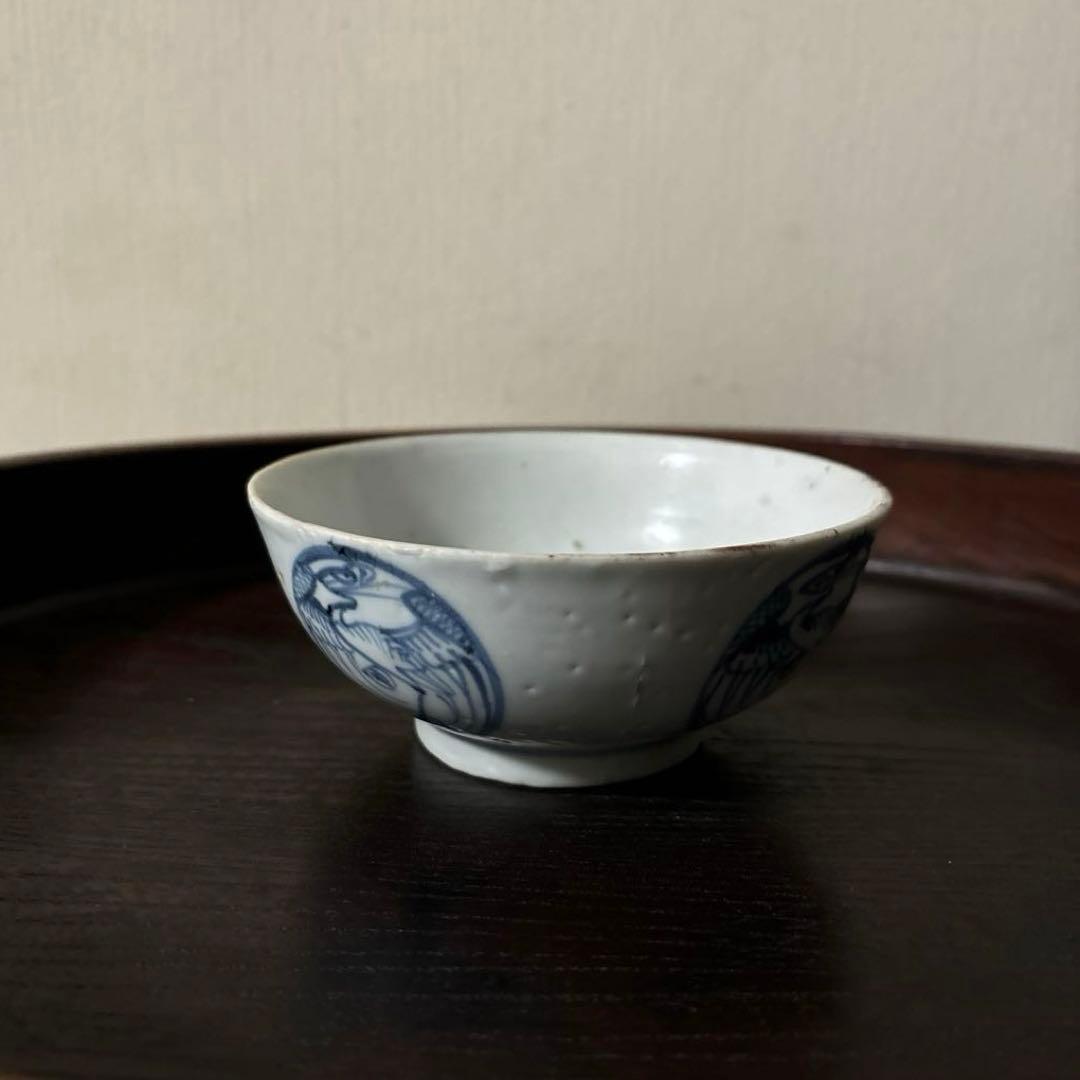 古伊万里丸文染付　茶碗1点　湯呑み　くらわんか　江戸時代　白磁　検:白洲正子李朝