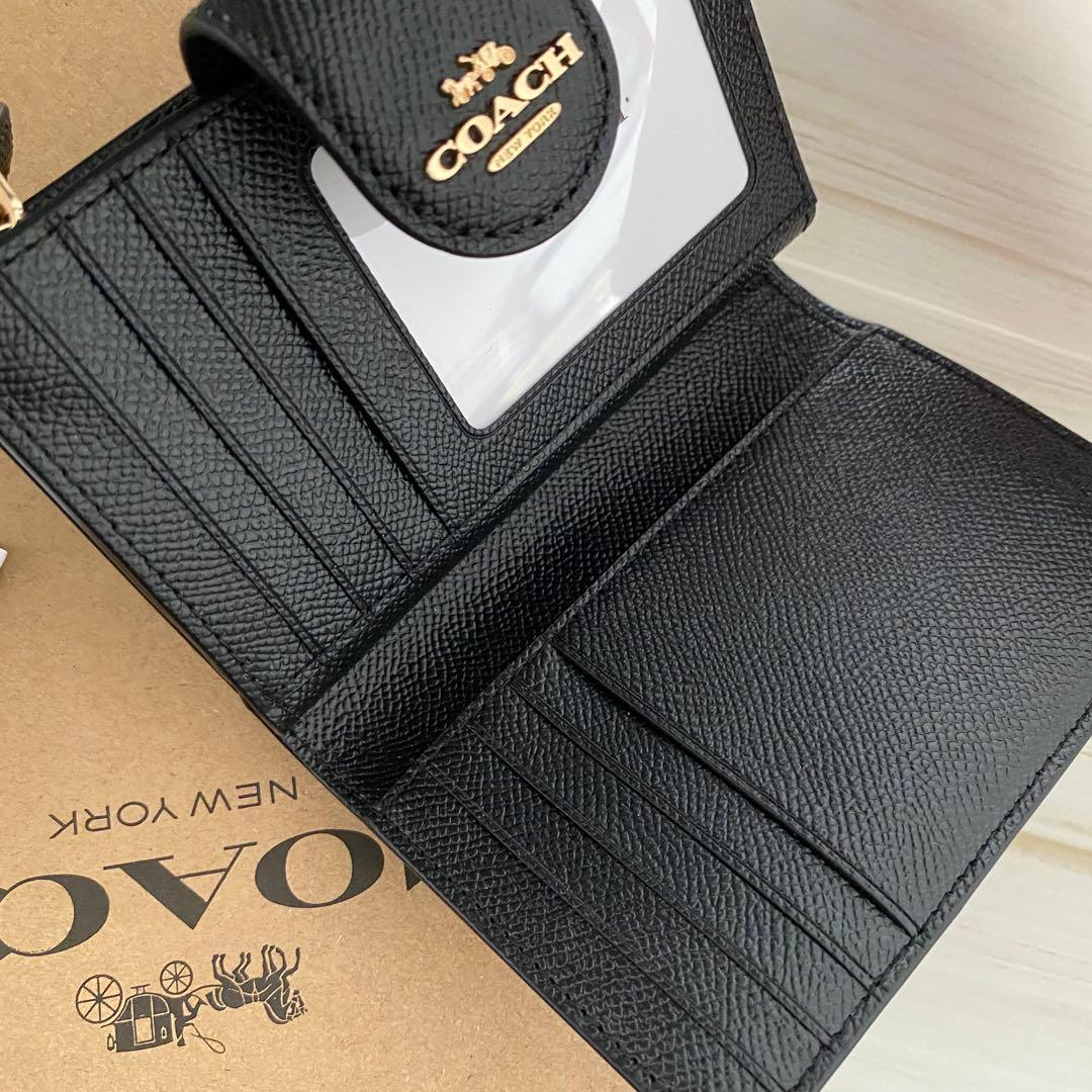 新品　COACH　コーチ 財布 折り財布　２つ折り財布 ブラック