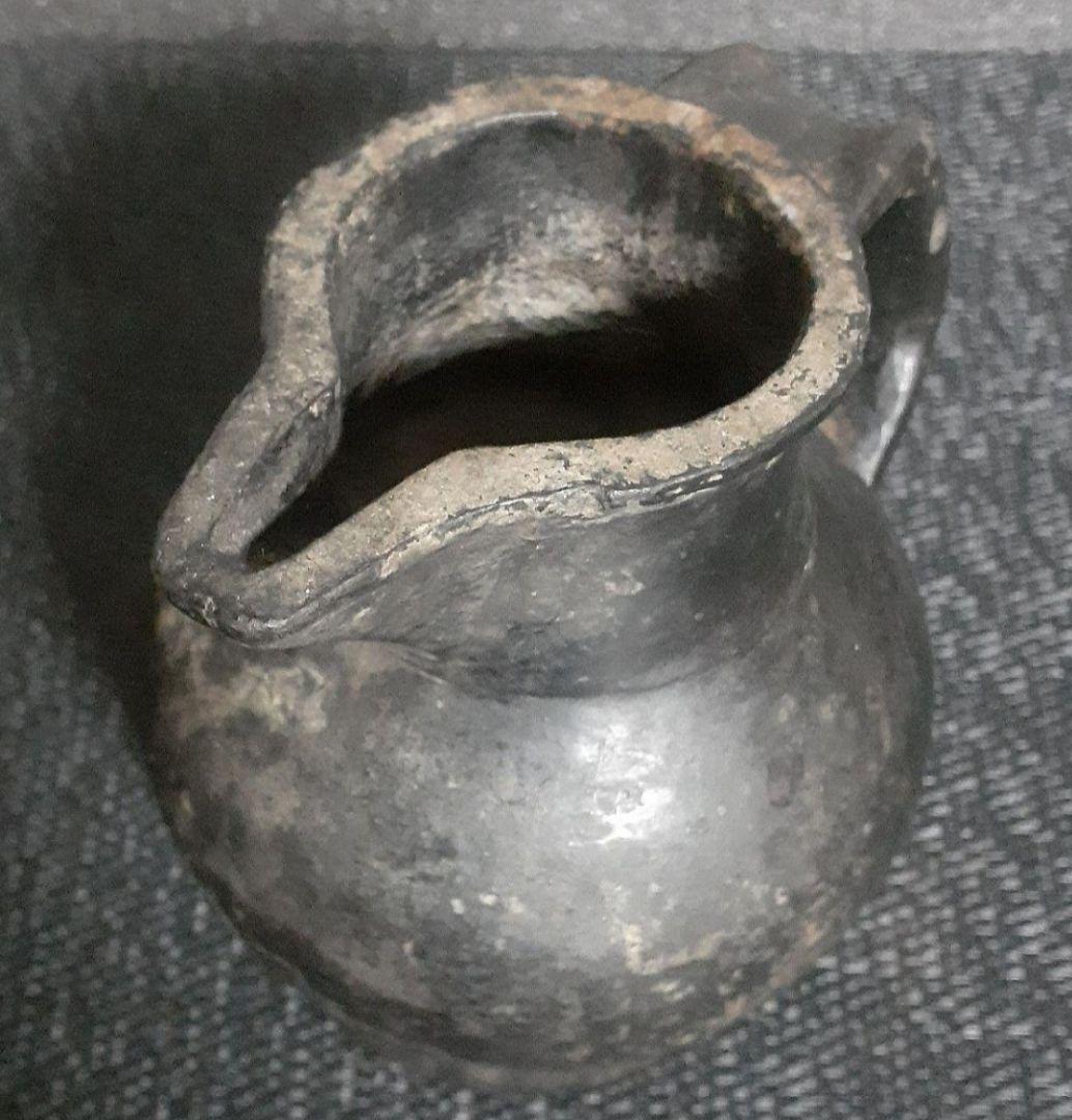 【名品❗】中国古美術　中国古陶磁器【古代中国土器】黒陶　手付　嘴口　水注　酒次