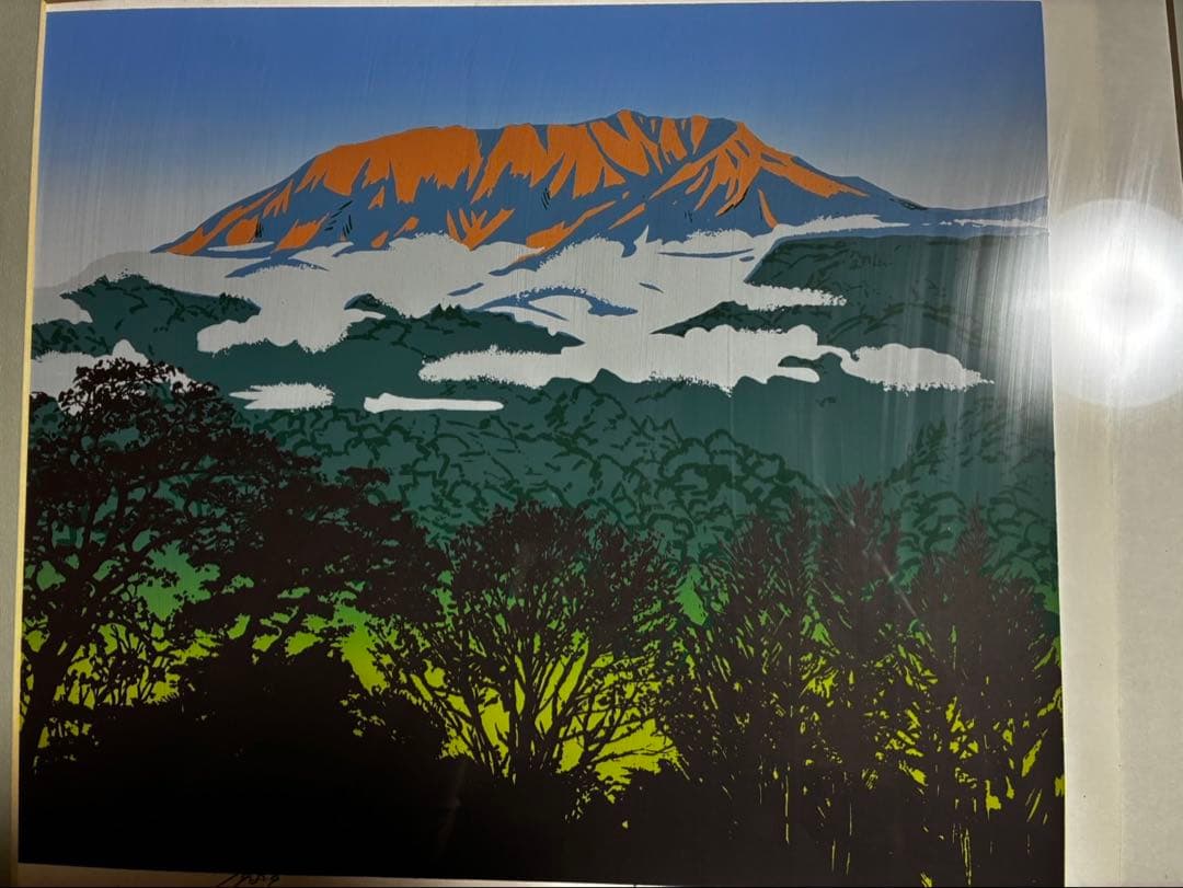 【額装版画】加納告保 作「大山晴朗」セリグラフ 解説書付 鳥取 大山