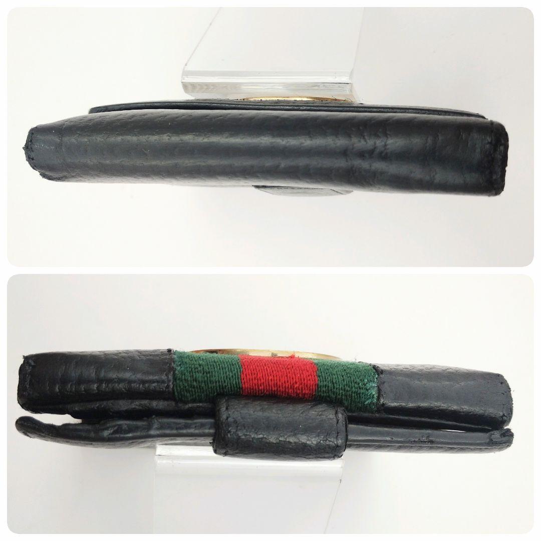 GUCCI 二つ折り財布 インターロッキング シェリーライン GG金具 黒 本革