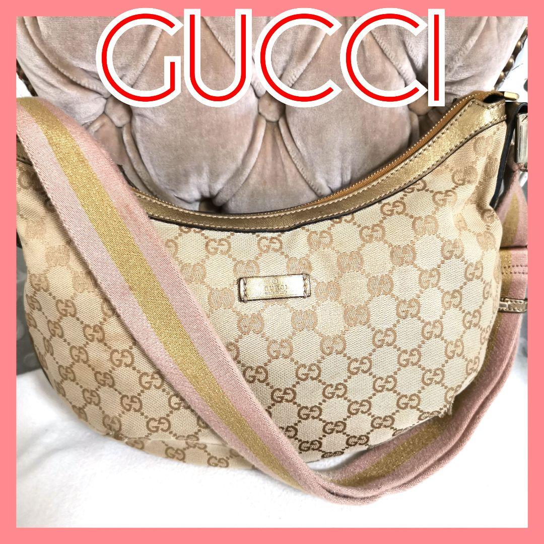 【正規品】グッチGUCCI GG柄シェリーライン斜めがけショルダーバッグ ピンク