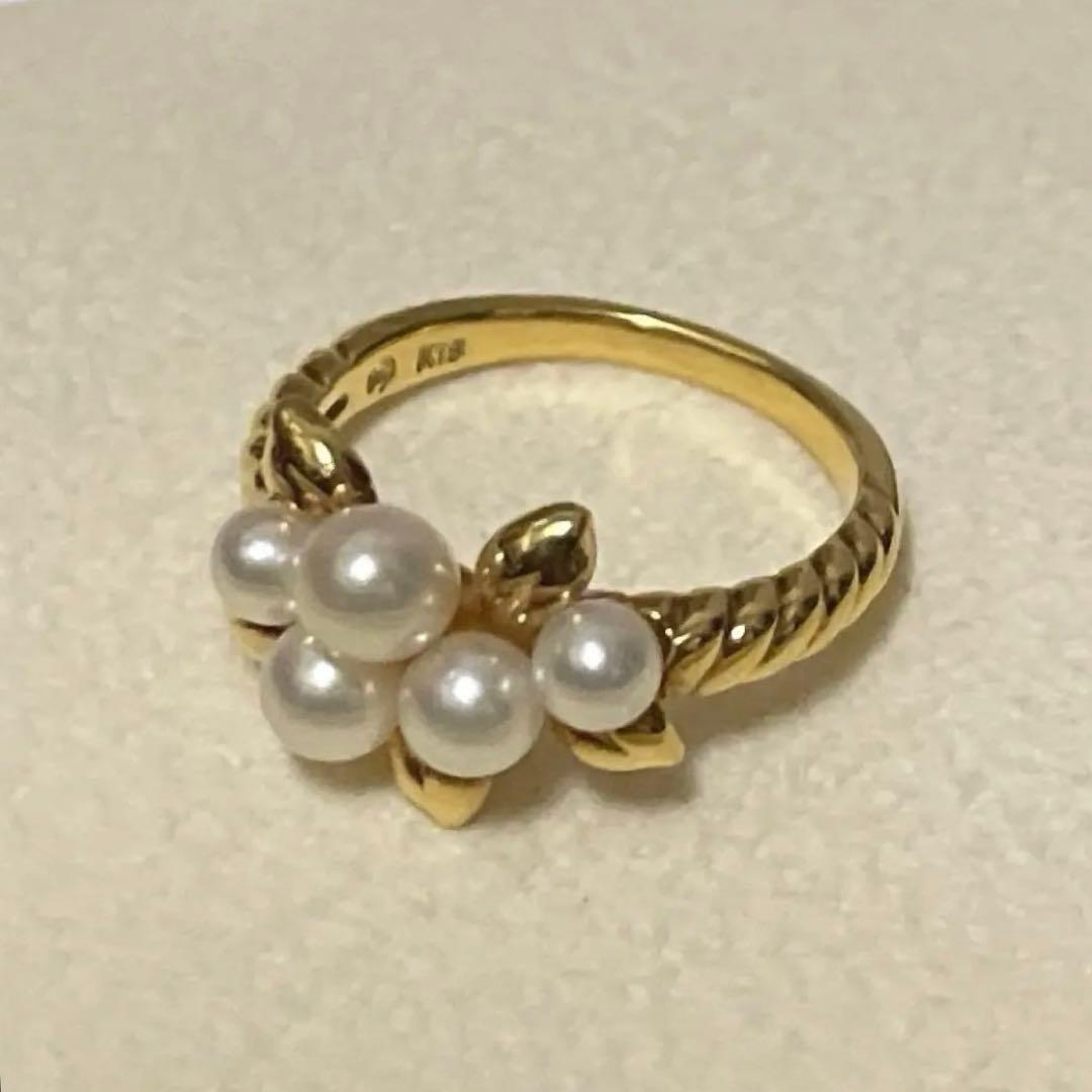 良品　TASAKI ベビーパール　K18 金　デザインリング　真珠