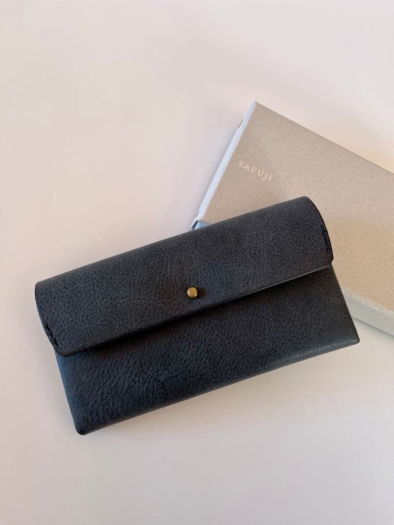 新品未使用 SAFUJI ミニ長財布（ホック） グレイブラック