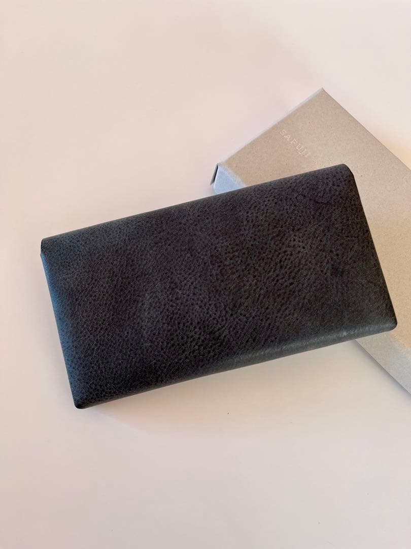新品未使用 SAFUJI ミニ長財布（ホック） グレイブラック