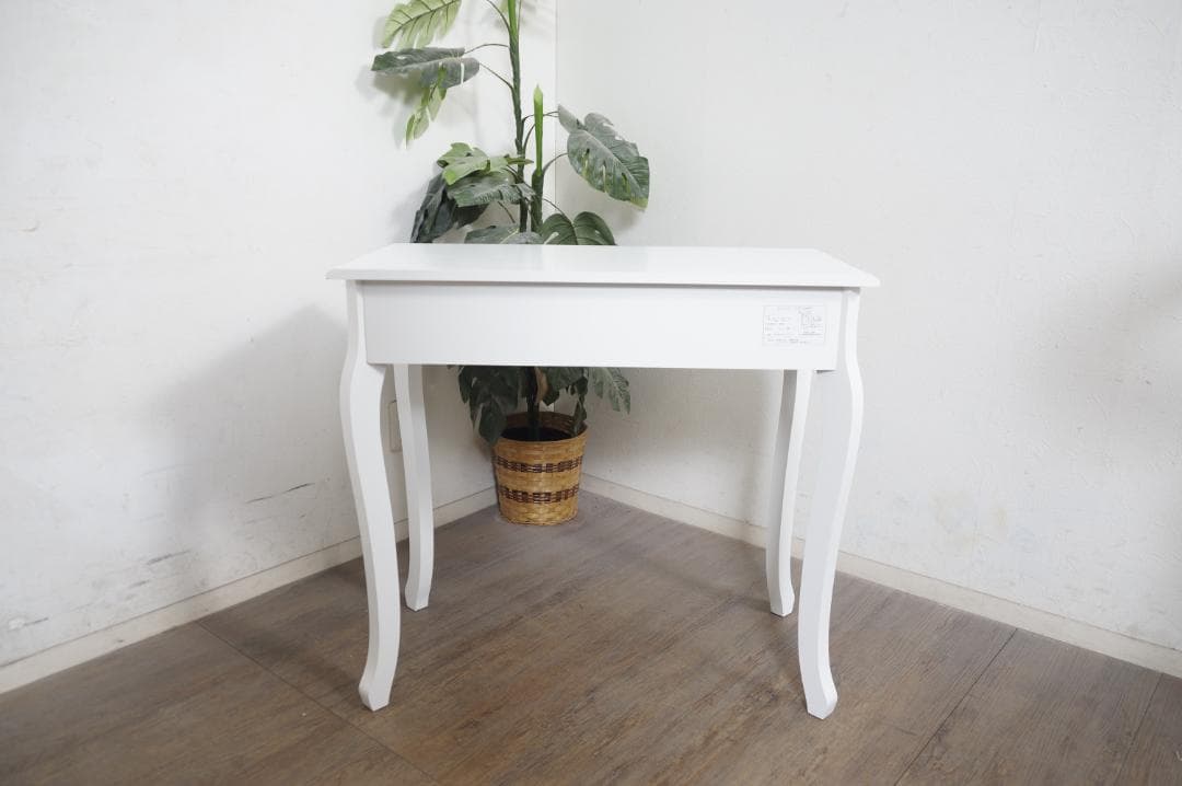 kokoro　　猫脚デスク　引き出し　金取っ手　ホワイト