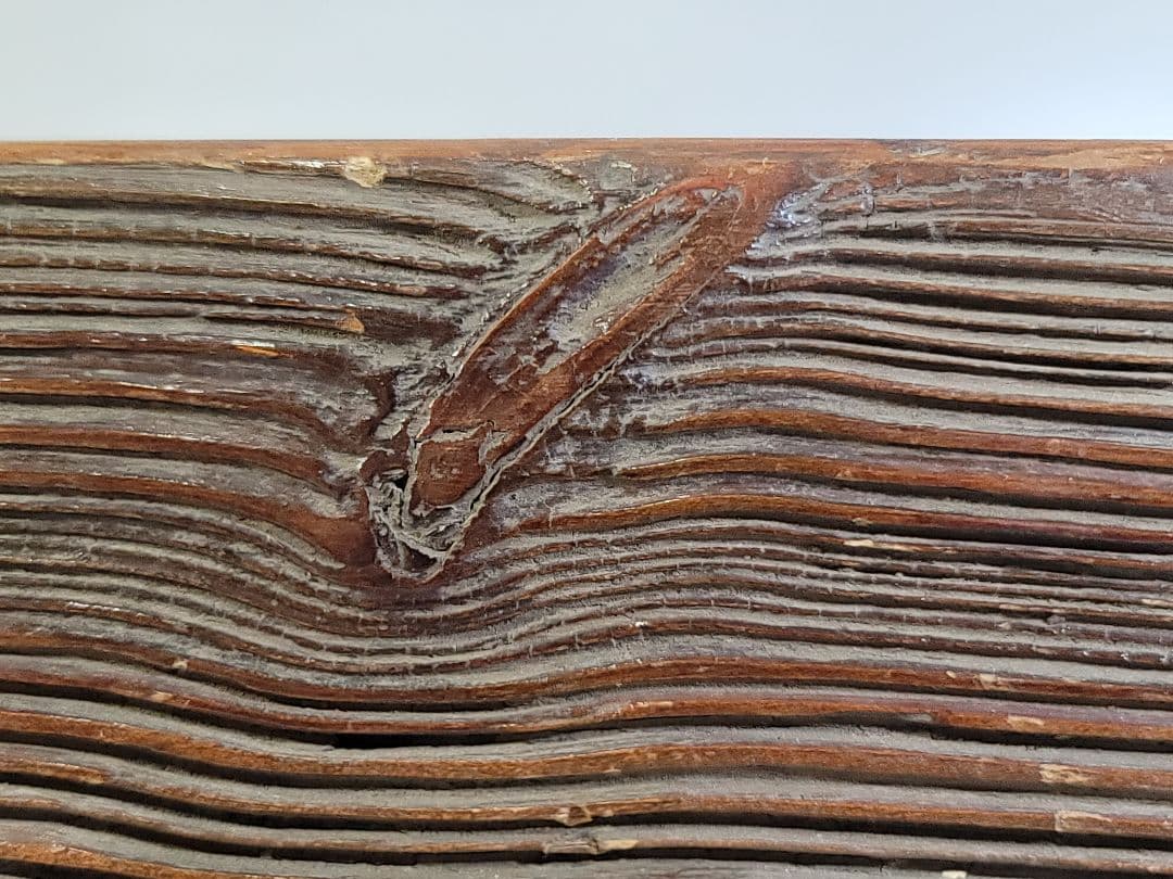 DT597 侘び寂び 古材 舟板 四方 火鉢 五徳付 古民具