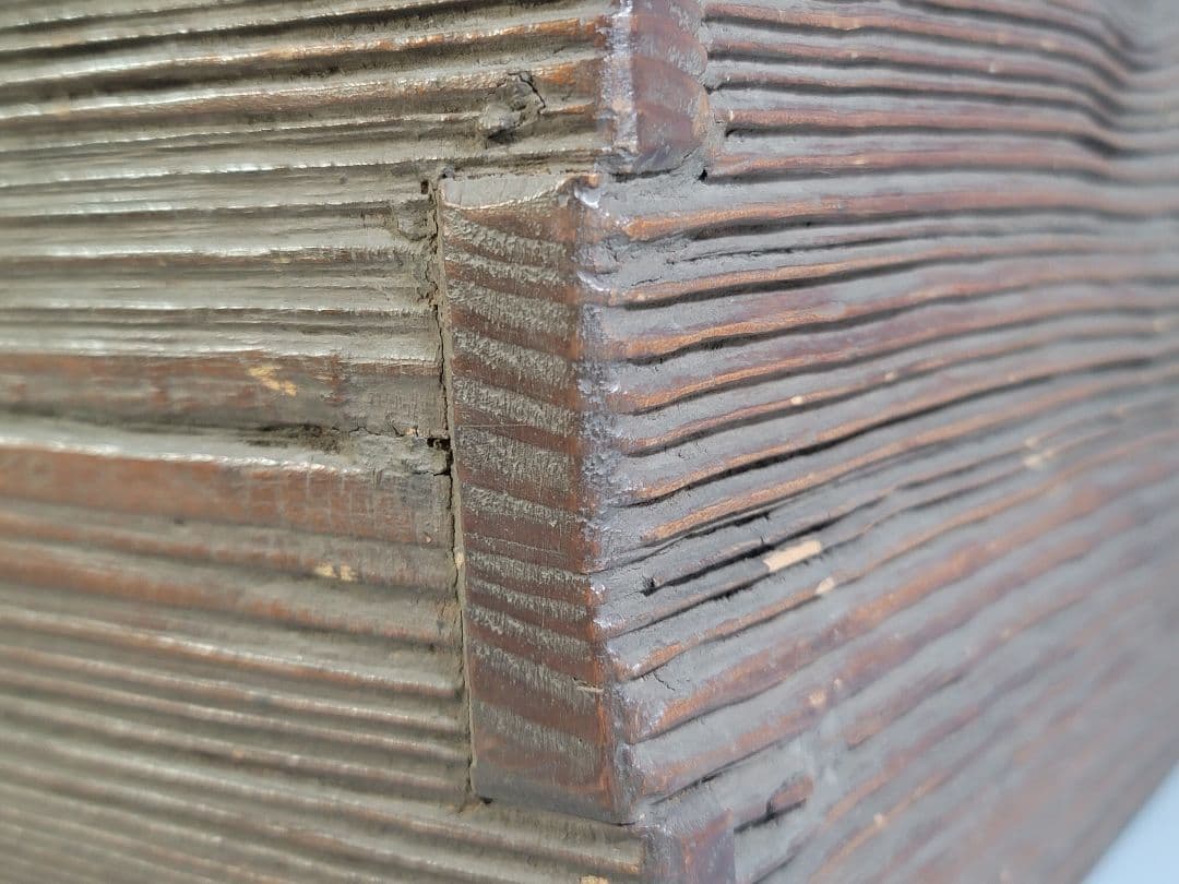 DT597 侘び寂び 古材 舟板 四方 火鉢 五徳付 古民具