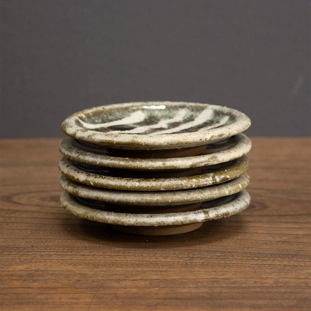 布志名焼 小皿 直径11.5cm 民芸 昭和レトロ スリップウェア（黒5）