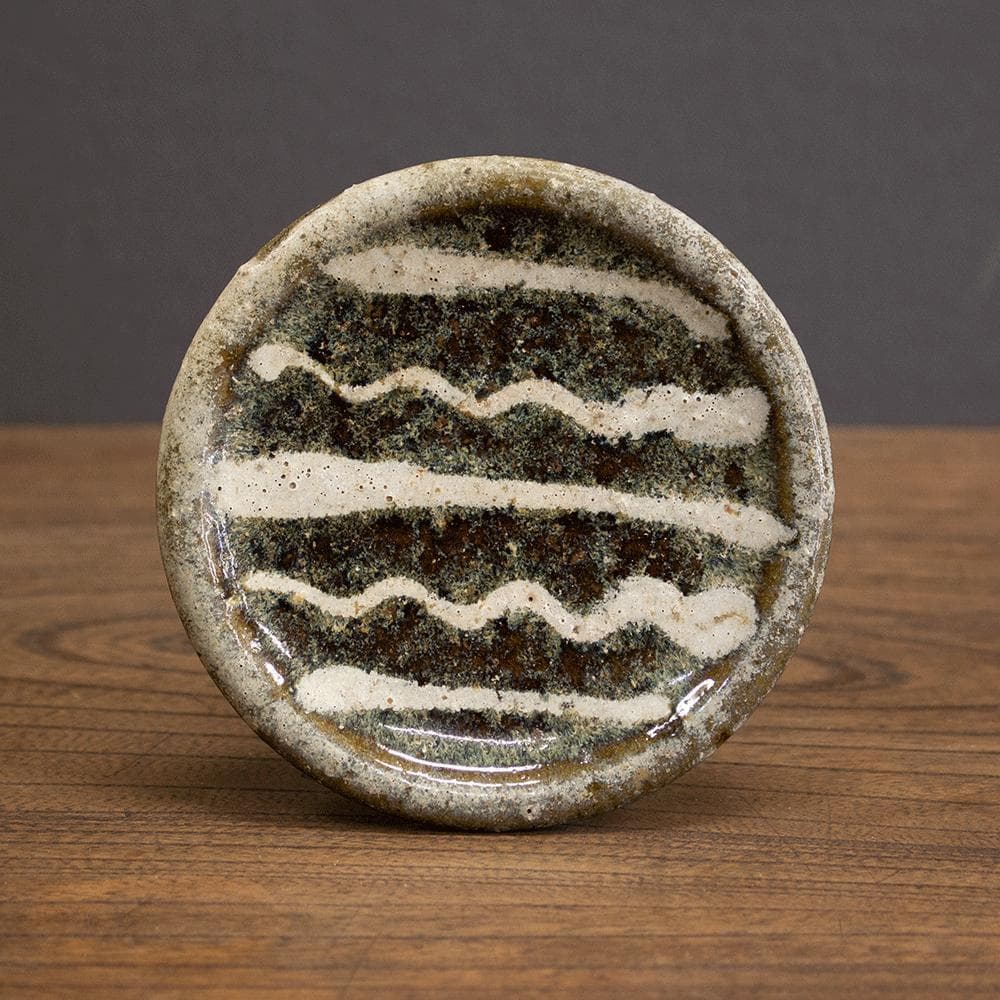 布志名焼 小皿 直径11.5cm 民芸 昭和レトロ スリップウェア（黒5）