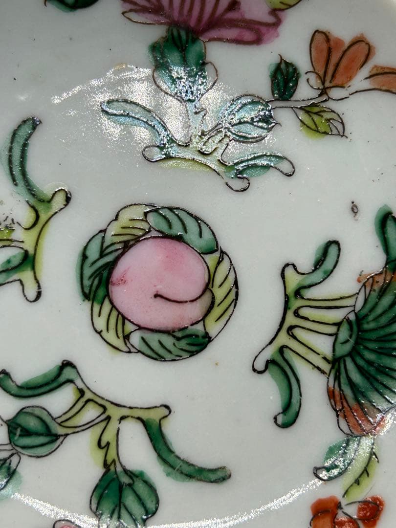 中国　清時代　粉彩花卉紋小皿5点　送料込み0412