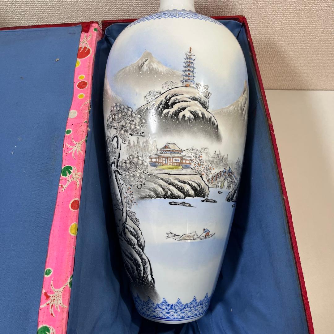 花瓶　薄口 中国古美術　骨董品　 唐物　花生　色絵 陶磁器　景徳鎮 高さ44cm
