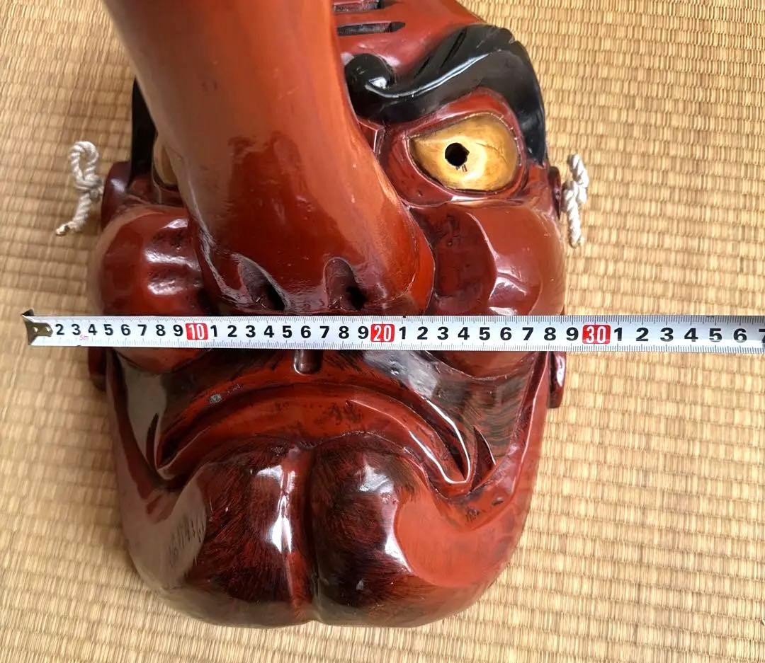 超大型　天狗お面　木彫　アンティーク　壁掛　工芸品　魔除け　縁起物　骨董　守神