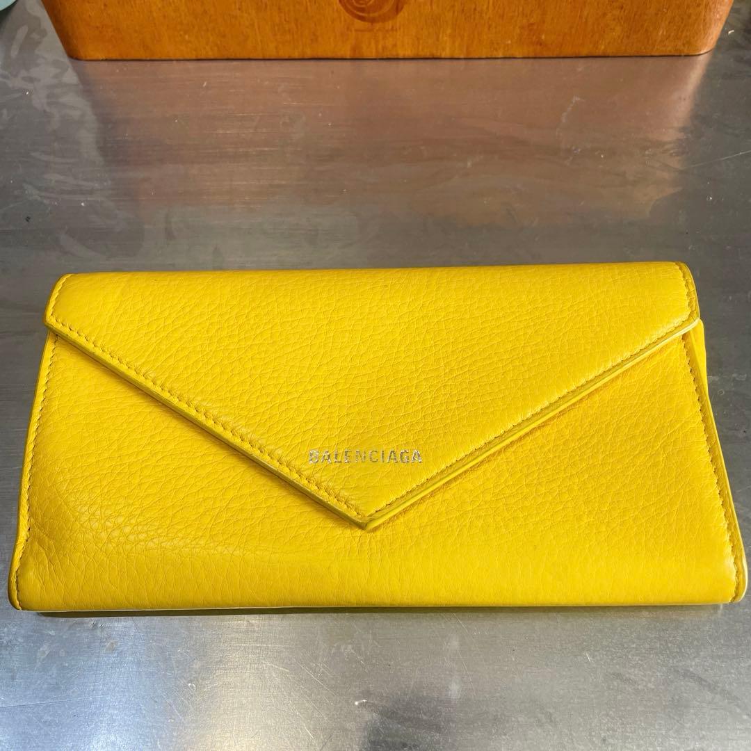 BALENCIAGバレンシアガ ペーパー ウォレット イエロー 二つ折り 長財布
