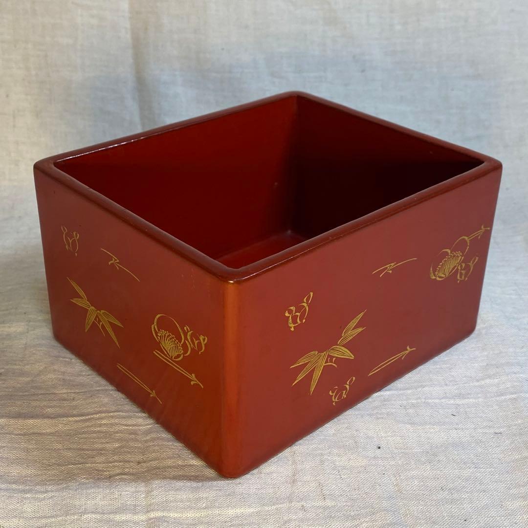 輪島塗　弁当箱　重箱　漆器　木製　外箱付　昭和初期　1客⑧