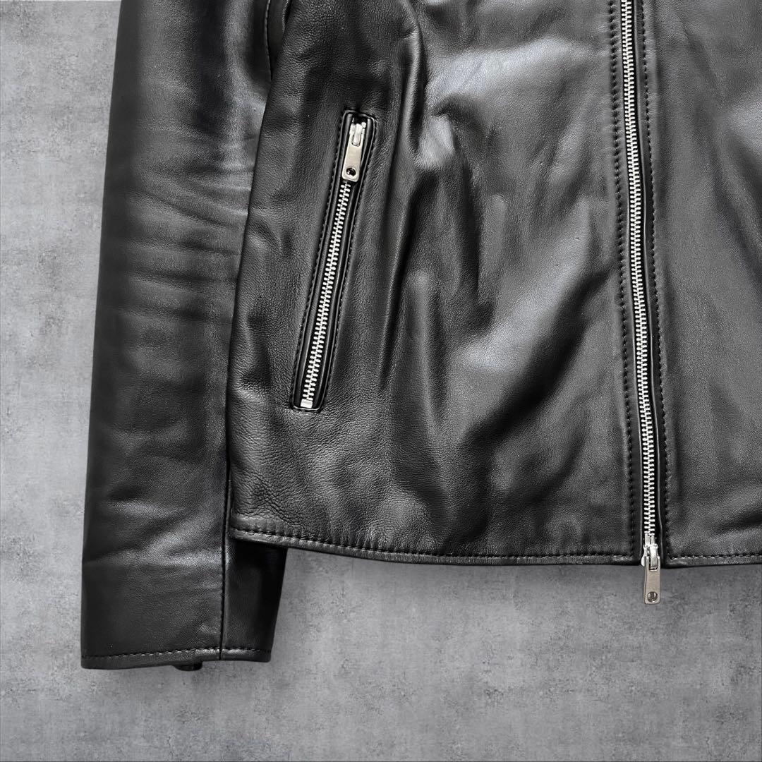 【美品】 ユナイテッドトウキョウ シングル ライダース ラムレザー L ブラック