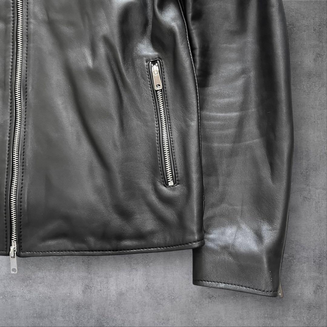【美品】 ユナイテッドトウキョウ シングル ライダース ラムレザー L ブラック