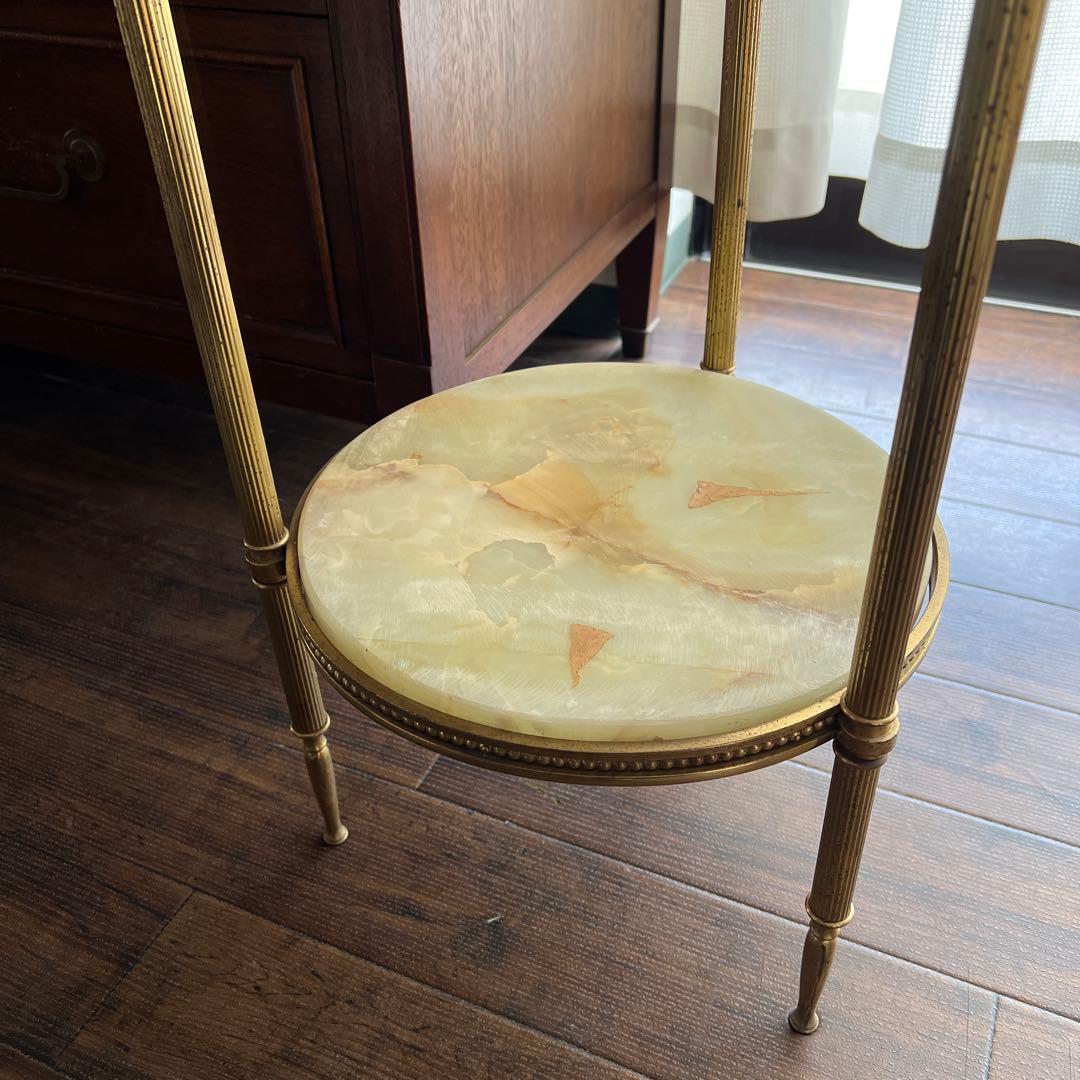 k467r118 エレガントな大理石天板のラウンドコンソール・サイドテーブル
