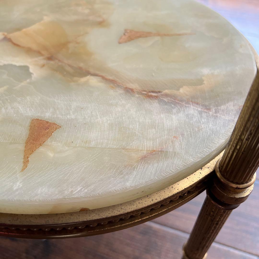 k467r118 エレガントな大理石天板のラウンドコンソール・サイドテーブル