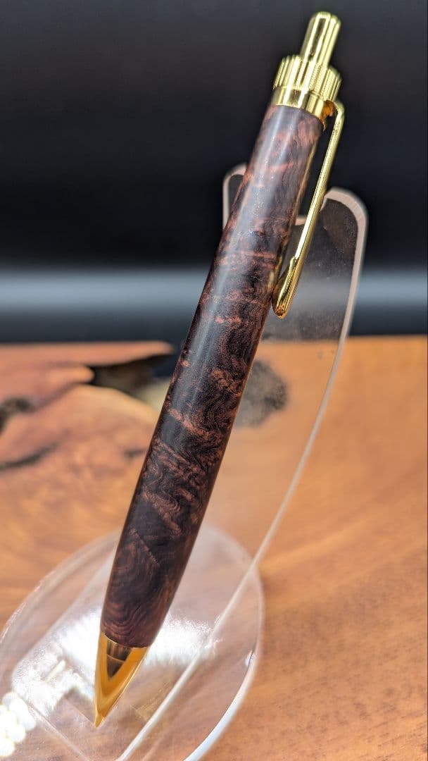 587 極上　ホンジュラスローズウッド瘤杢　木軸シャーペン　ボールペン