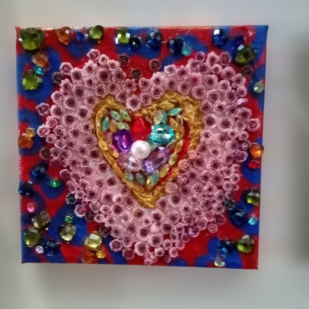 壁掛けアート　赤色二枚セット　15センチ