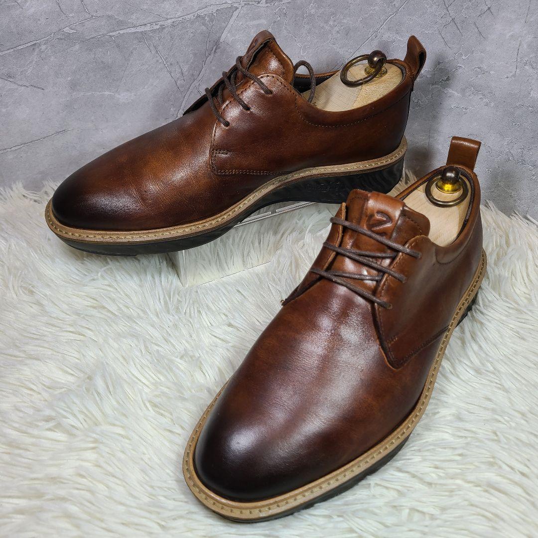 【ECCO】ST.1 HYBRID PLAIN TOE TIE　ダークブラウン