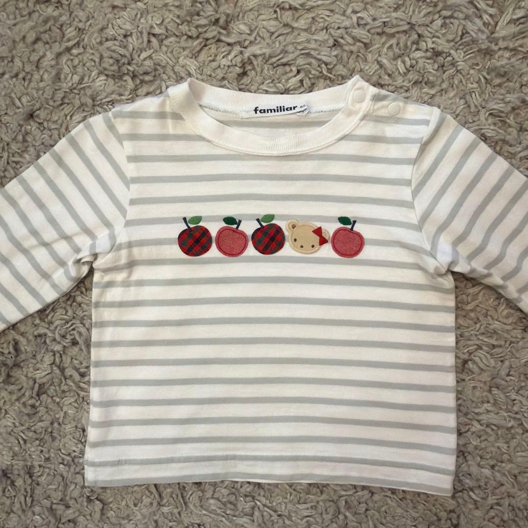 familiar 80cm 女の子 長袖カットソー3点セット