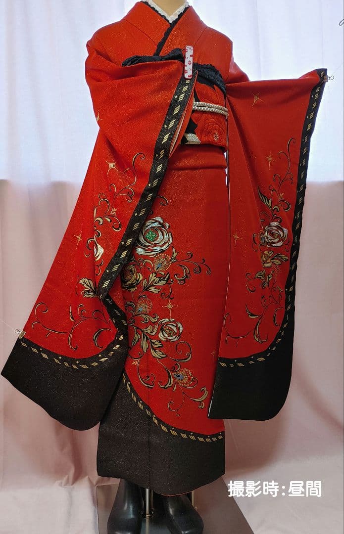 あらん　振袖　袋帯　帯揚げ　帯締め　セット　薔薇　赤　金通し