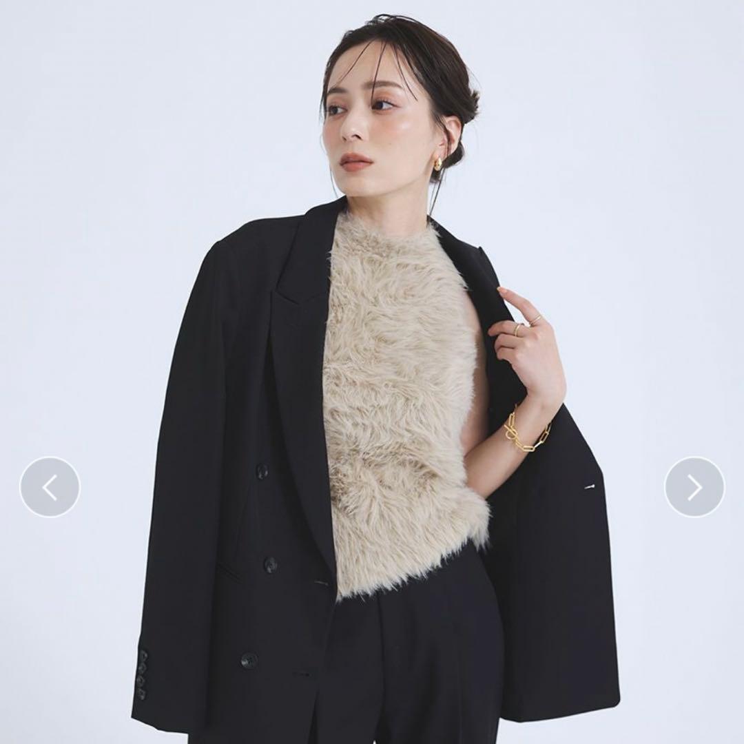 【美品】anuans ファーライクノースリーブニットトップス