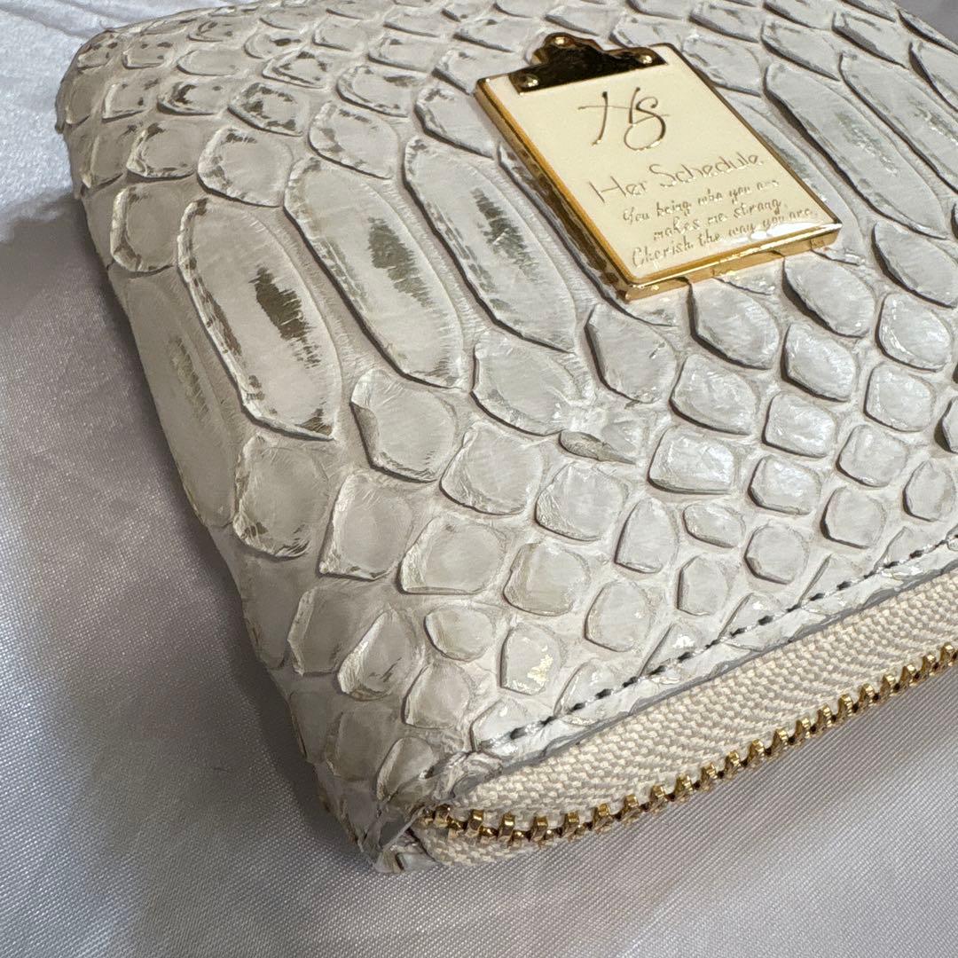 HerSchedule プラチナチャンス金箔ラグジュアリーパイソン 二つ折り財布