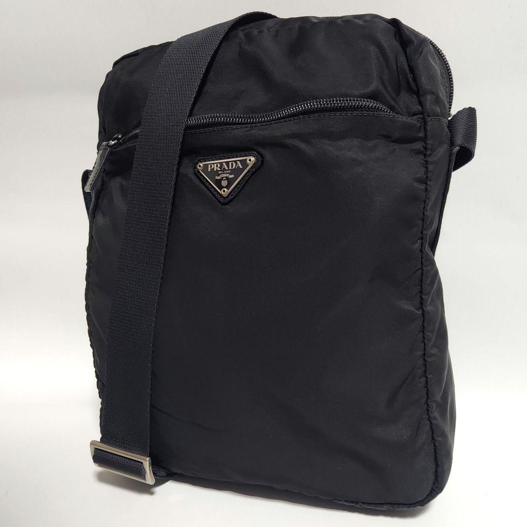 PRADA プラダ テスートナイロン レザー ショルダーバッグ ブラック