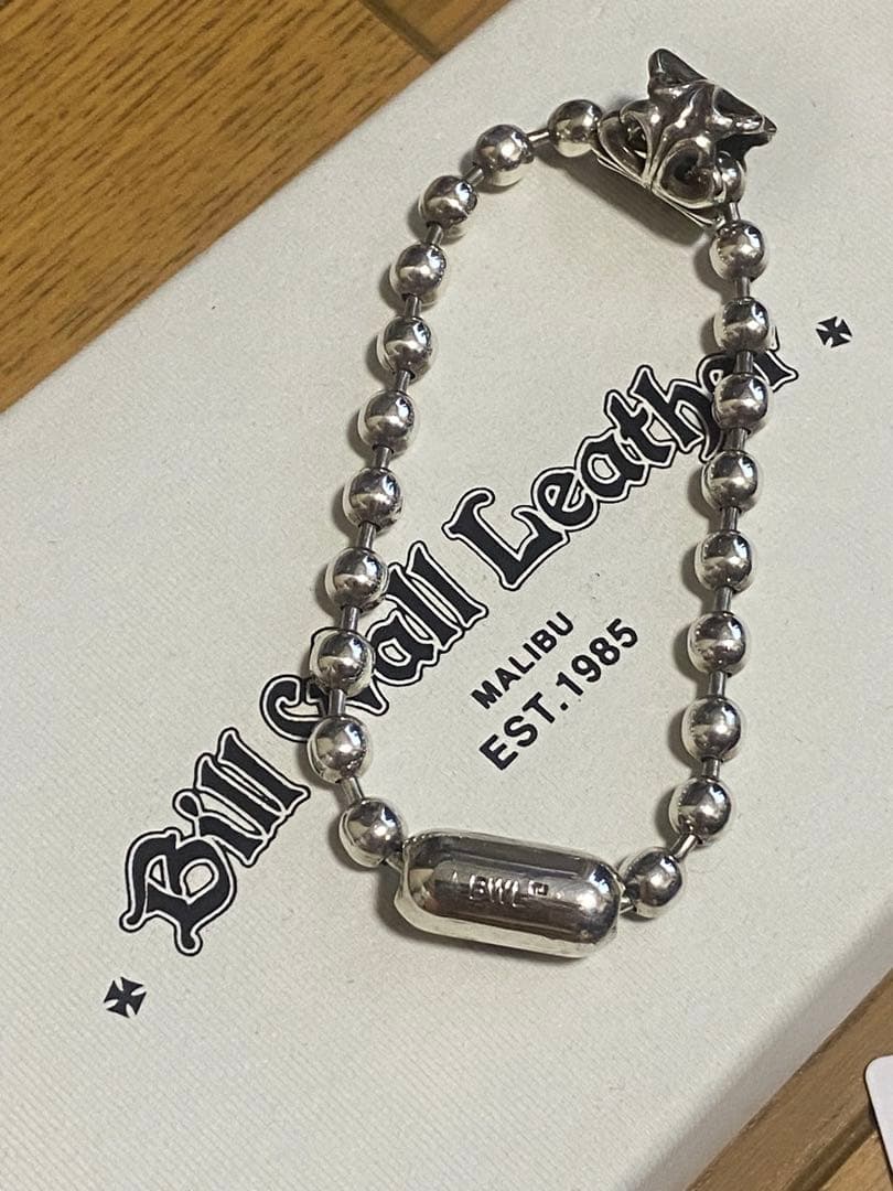 美品 ビルウォールレザー ラージボールチェーンブレスレット