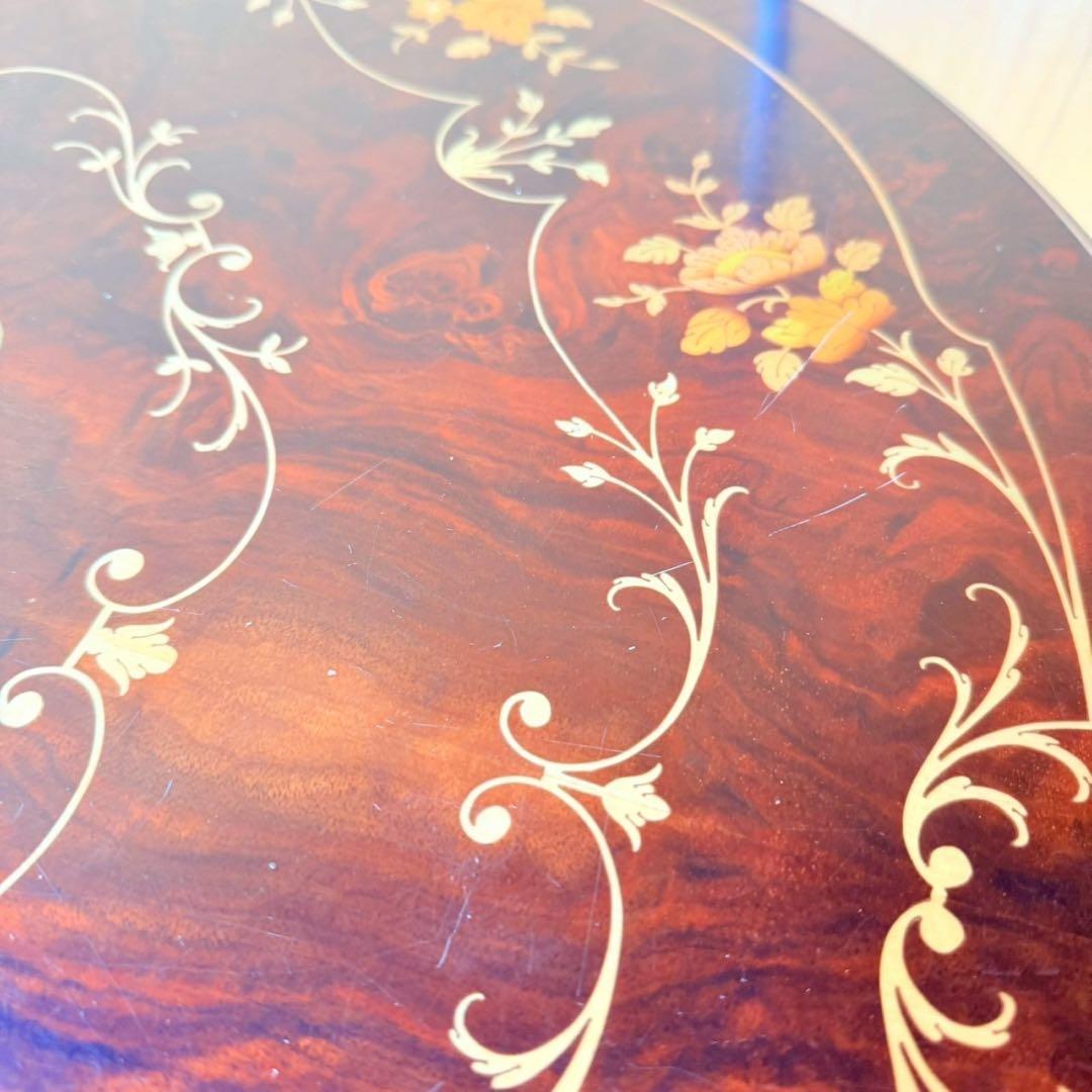 【象嵌細工】アンティーク調 ラウンドテーブル 丸テーブル 直径76cm