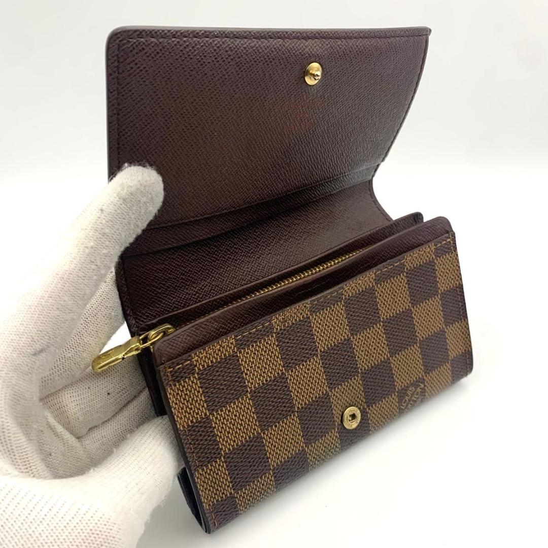 鑑定済み ルイヴィトン ポルトモネ ビエ トレゾール 財布 ダミエ コンパクト