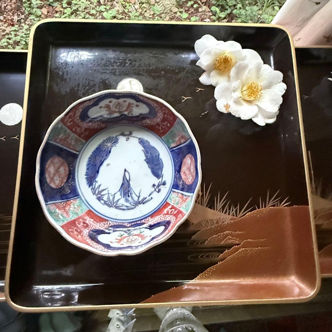 超限定無事終了‼️JAPAN時代蒔絵「源氏物語　須磨　明石」御膳5客