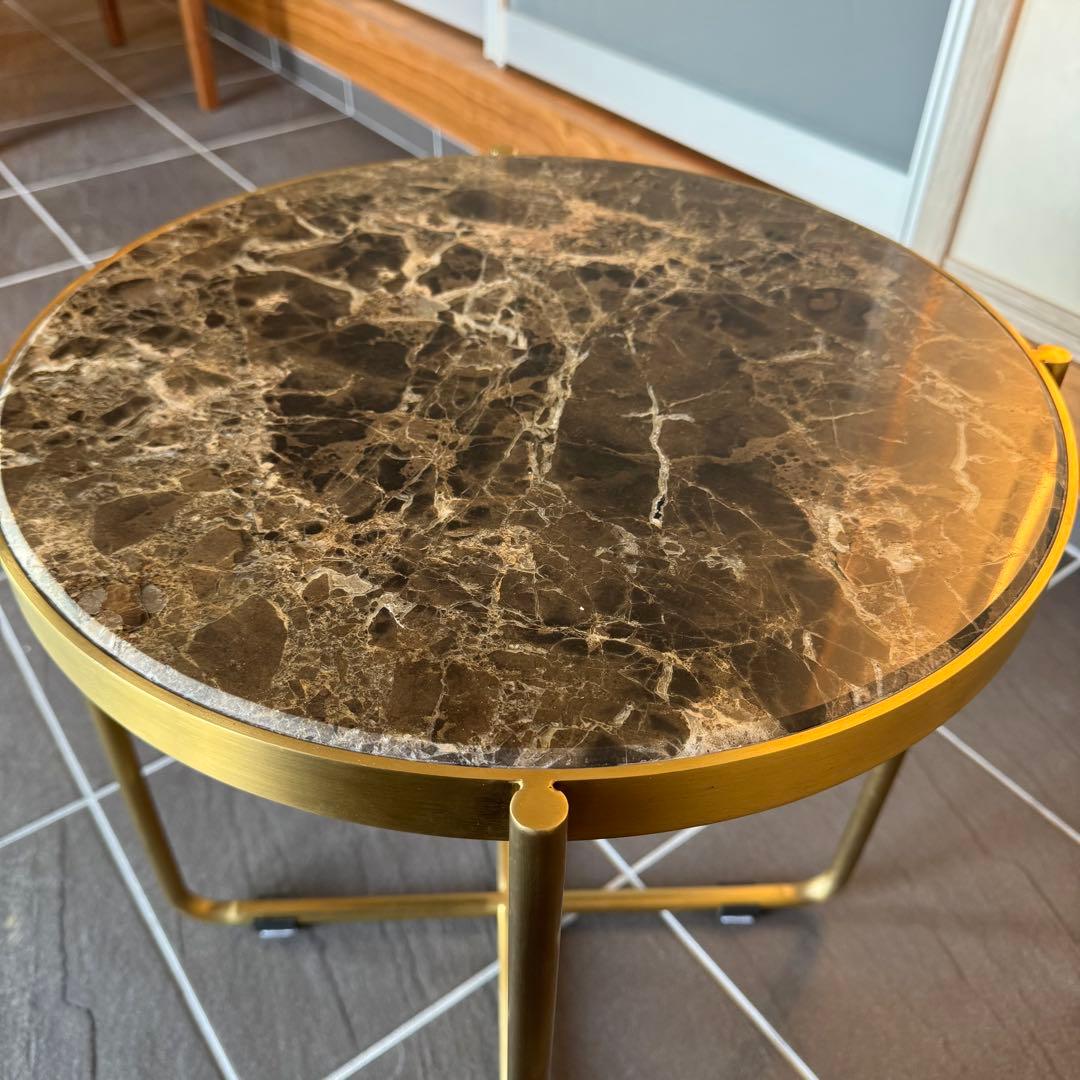 【最終価格】クラッシュゲート　コーヒーテーブル　サイドテーブル　ゴールド　関家具