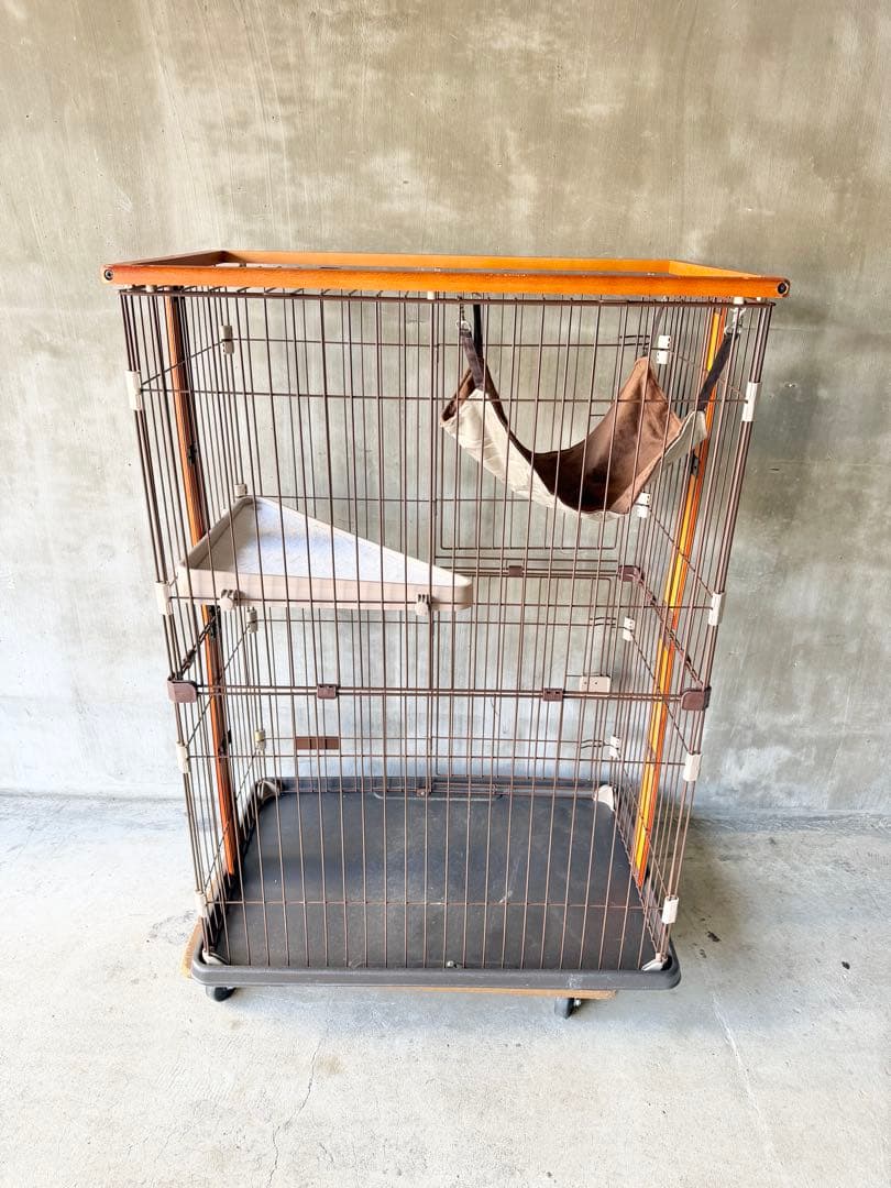 キャットケージ 2段 ハンモック付き ウッド 猫