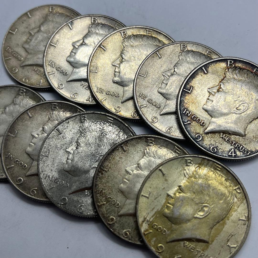 1964年 ケネディ ハーフダラー ドル 50セント 10枚 アメリカ銀貨