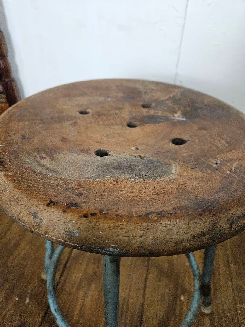 ヴィンテージ 鉄脚のスツール 丸椅子 チェア インダストリアル インテリア