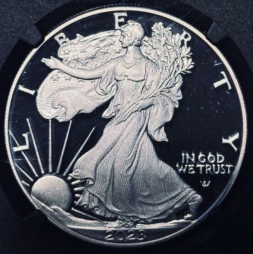 【最高鑑定・初版】2023 アメリカ イーグル銀貨 PF70 メルカンティサイン