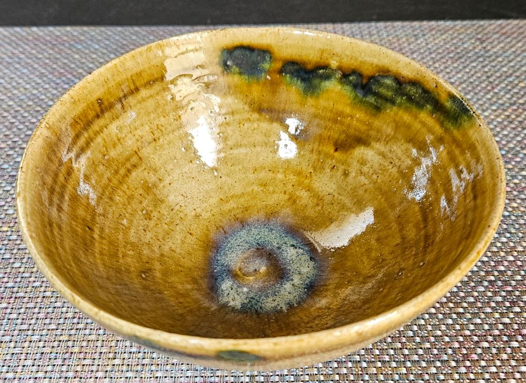 【名碗❗】
時代古作品】明治時代　瀬戸織部　黄瀬戸　織部　たんぱん海鼠釉　茶碗