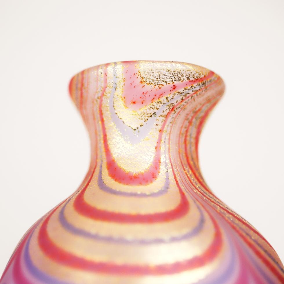 石井康治 手吹き Pulled Stripes Glass 金蒔徳利 箱付 美品