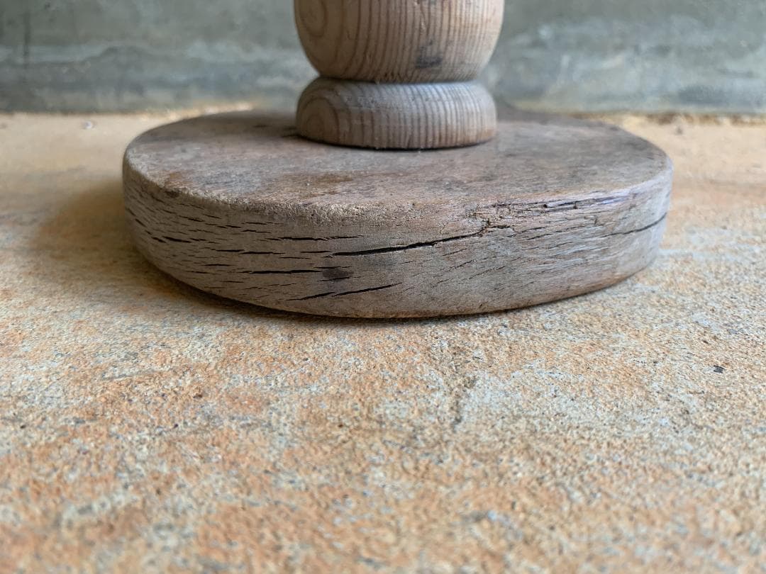 フランス アンティーク　パイン材 木製・真鍮 フロアランプ ブロカント