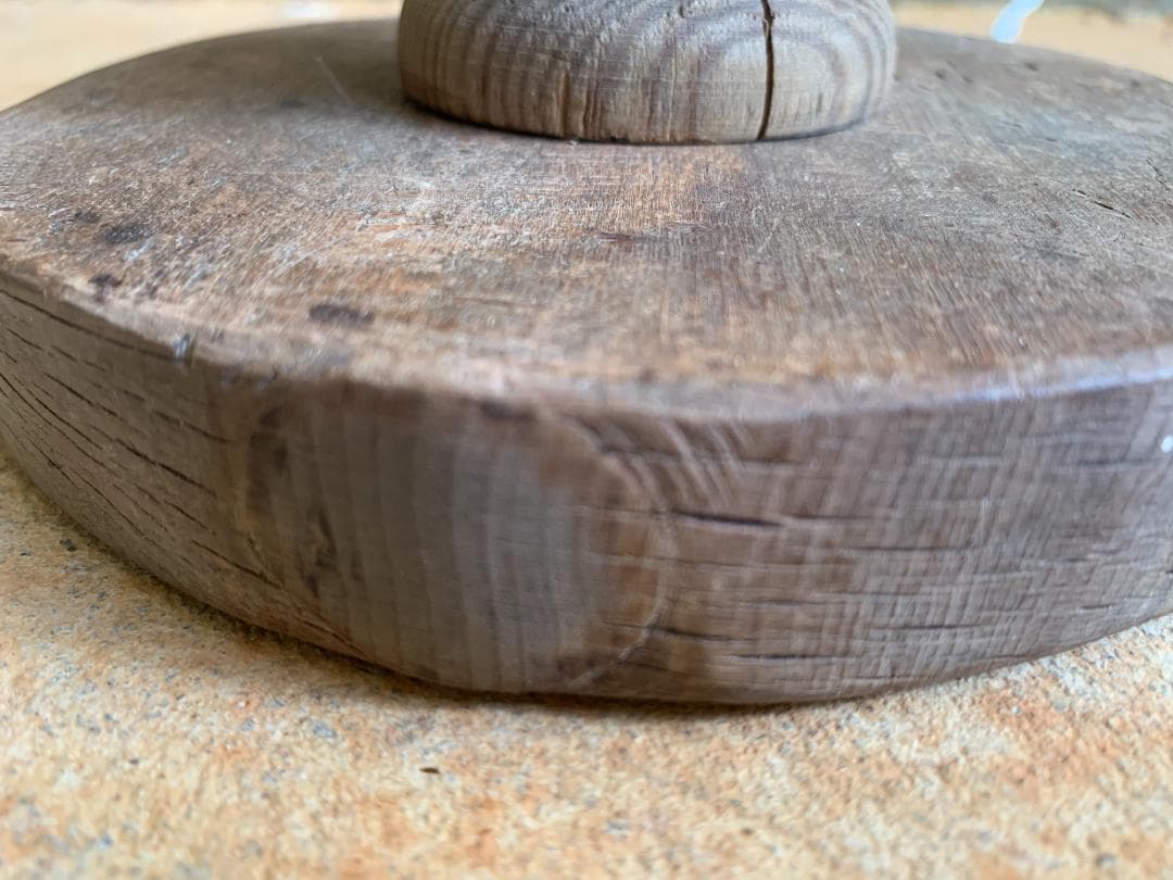 フランス アンティーク　パイン材 木製・真鍮 フロアランプ ブロカント