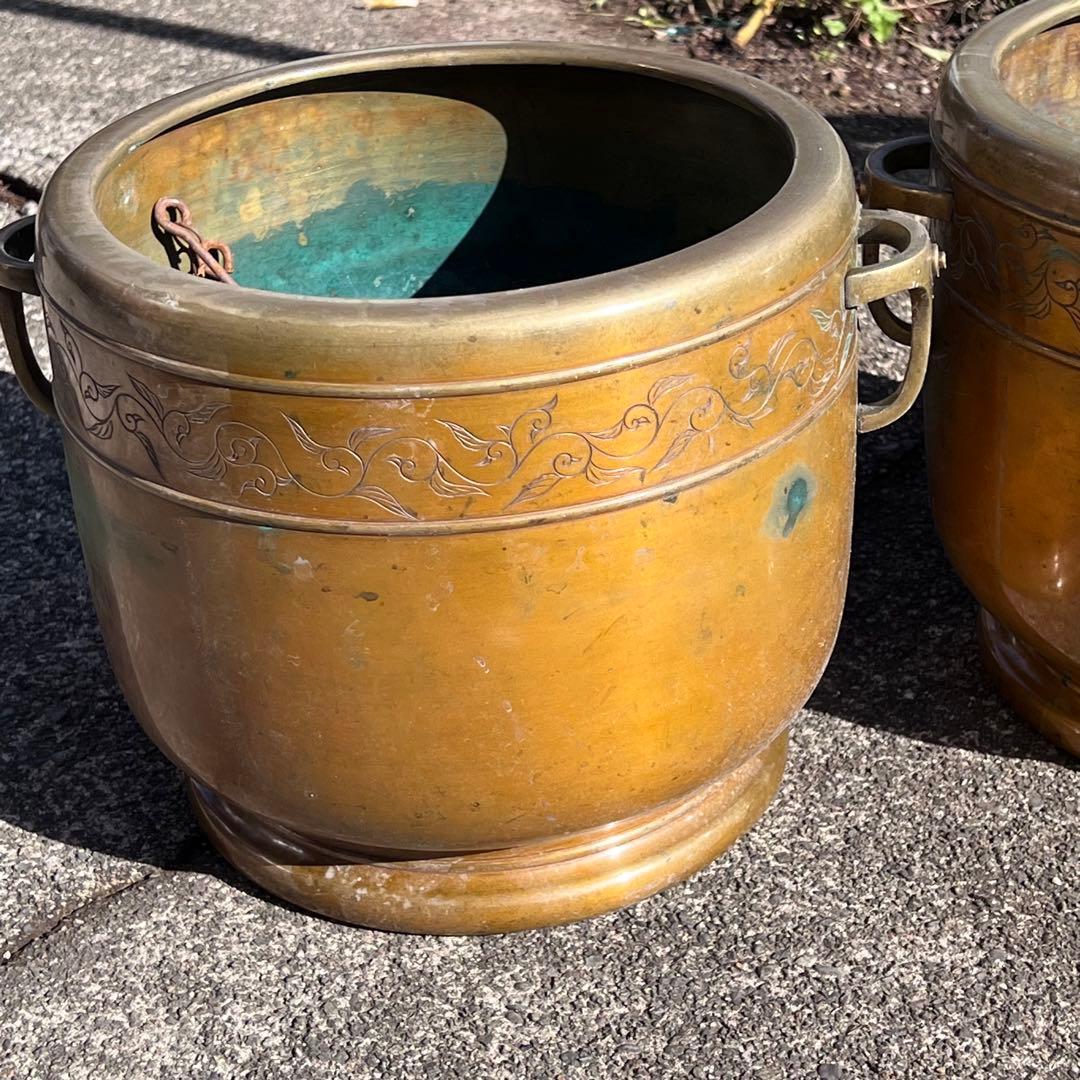 火鉢 アンティーク 手炙り 古道具 骨董 銅製 金属工芸 置物 昭和レトロ 双耳