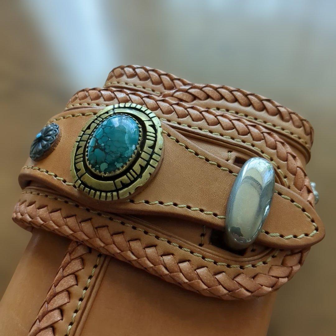 GODANEレザー編み込み長財布 ベージュ