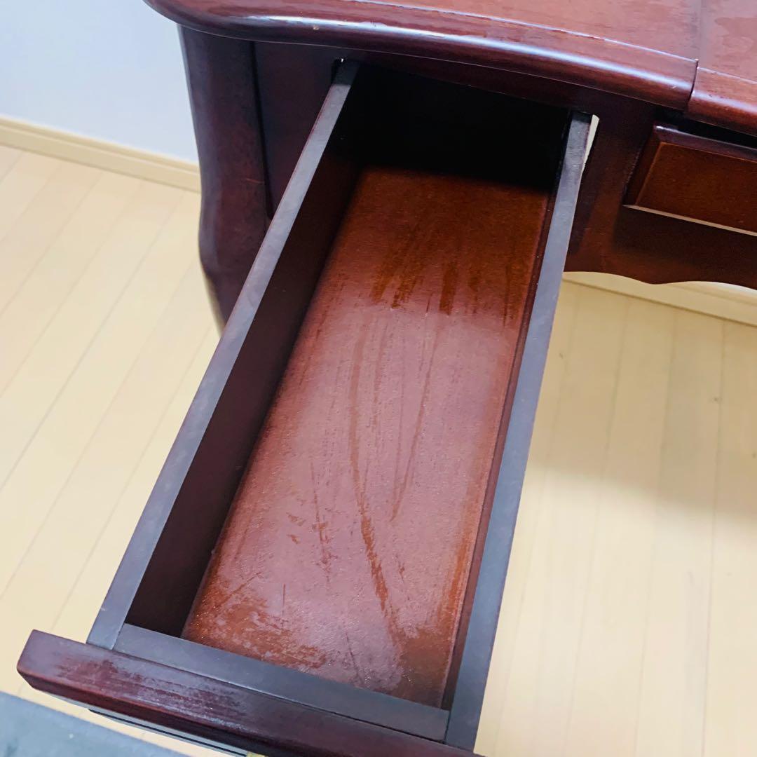 英国風 木製ドレッサー 鏡付　アンティーク 猫脚 デスク テーブル ブラウン