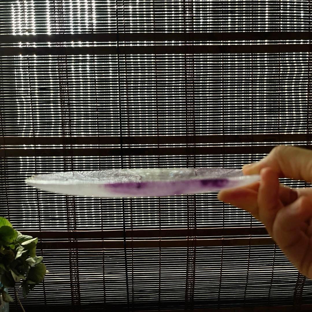 骨董　現代工芸　作家物　パート・ド・ヴェール　プレート　中皿　１客　サイン有り