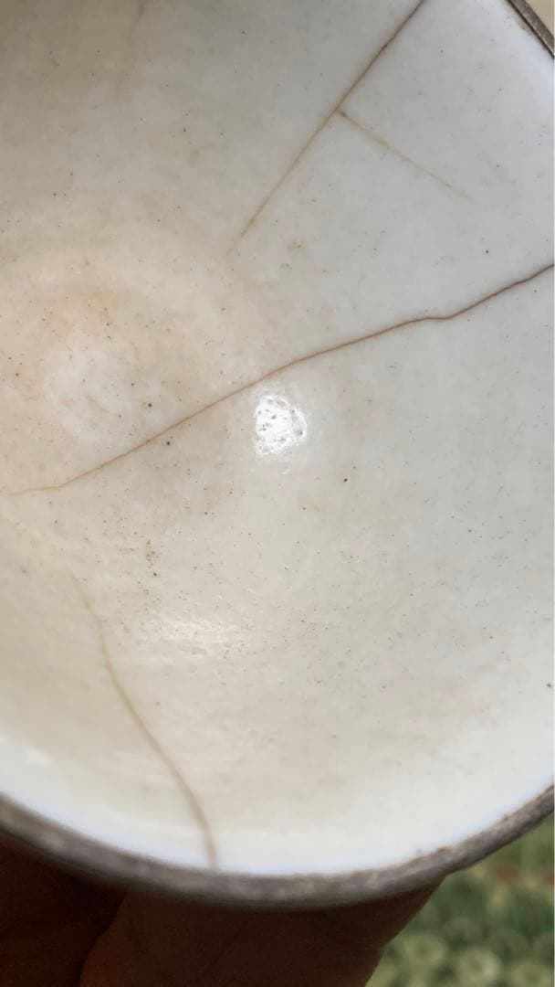 古渡　銀履輪　ビンテージ　中国明朝？薄手白地紅緑彩　猪口　茶杯　茶碗　湯呑