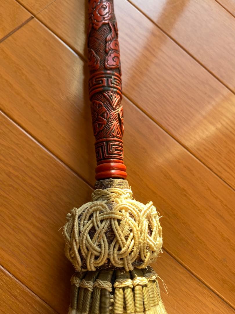 お寺　仏教用品　縁起物　払子　堆朱　古美術　龍紋　木彫り　鎌倉彫り